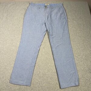 Southern Pines Mens 36x32 Blue Oxford Cotton Chino Pants Trousers Country Club